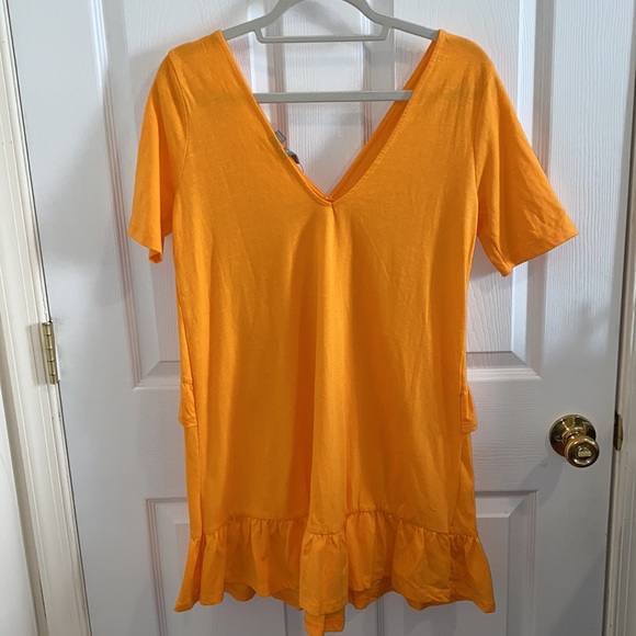 ASOS ORANGE RUFFLE DETAILED SHIFT DRESS SIZE 2 - Picture 2 of 5